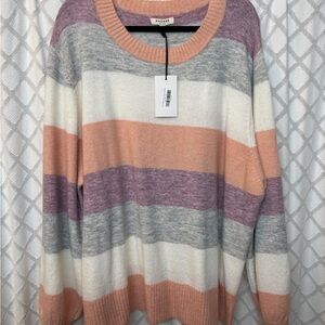 ANDREE BY UNIT Purple and Gray Crew Neck Sweater